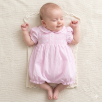 H12807: Baby Girls Smocked Romper (0-9 Months)