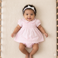 H12820NB: Baby Girls Dress, Pant & Headband Set (0-9 Months)