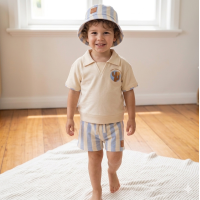H12875TOD: Boys Polo Top, Shorts & Bucket Hat Outfit (2-4 Years)