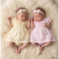 H12905NB: Baby Girls Dress, Pant & Headband Set (0-9 Months)