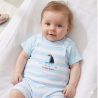 H13194NB: Baby Boys Sailor Dungaree & T-Shirt Set (3-12 Months)
