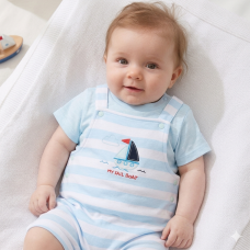 H13194NB: Baby Boys Sailor Dungaree & T-Shirt Set (3-12 Months)