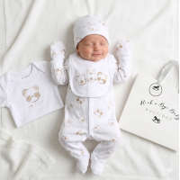 H13292NB: Baby Unisex Animals 6 Piece Mesh Bag Gift Set (NB-6 Months)