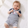 H13446NB: Baby Boys Sailor Dungaree With Crochet Applique & T-Shirt Set (0-9 Months)