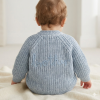 H13662NB: Baby Blue Cotton Knit Cardigan With Embroidery Detail- Brother (0-12 Months)