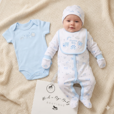 H13701NB: Baby Boys "Precious Boy" 6 Piece Mesh Bag Gift Set (NB-6 Months)