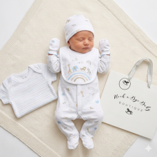 H13704NB: Baby Unisex Animals 6 Piece Mesh Bag Gift Set (NB-6 Months)