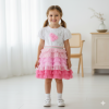 H14012TOD: Girls Sequin Embroidery Floral Tutu Dress (3-5 Years)