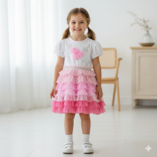 H14012TOD: Girls Sequin Embroidery Floral Tutu Dress (3-5 Years)