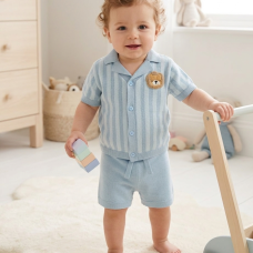 H14016INF: Baby Boys True Knit Shirt & Shorts Outfit (12-24 Months)
