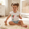 H14085NF: Baby Girls Fruit Crochet Applique True Knit Top & Shorts Outfit (9-24 Months)