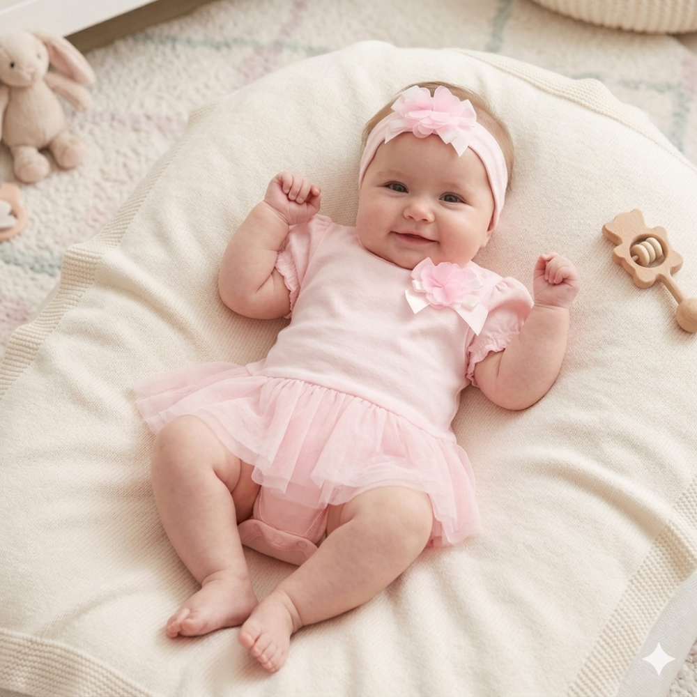 H14260NB: Baby Girls Pink Bodysuit With Tutu Skirt & Headband On A Satin Padded Hanger (0-9 Months) H14260NB: Baby Girls Pink Bodysuit With Tutu Skirt & Headband On A Satin Padded Hanger (0-9 Months)