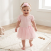 H14261INF: Baby Girls Pink Tutu Dress With Rose Applique & Headband On A Satin Padded Hanger (9-24 Months)