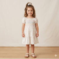 H14290TOD: Girls Smocked Dress & Scrunchie Set (2-4 Years)