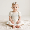 H14294INF: Baby Girls Smocked Dress & Headband Set (9-24 Months)