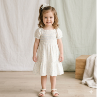 H14294TOD: Girls Smocked Dress & Scrunchie Set (2-4 Years)