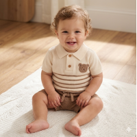 H14315INF: Baby Boys True Knit Polo Top & Shorts Outfit (12-24 Months)