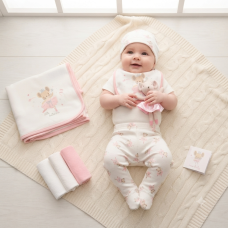 H14847: Baby Girls Ballerina 10 Piece Mesh Bag Gift Set (NB- 6 Months)