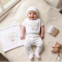 H14856NB: Baby Unisex Teddy 10 Piece Mesh Bag Gift Set (NB-6 Months)