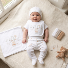 H14856NB: Baby Unisex Teddy 10 Piece Mesh Bag Gift Set (NB-6 Months)