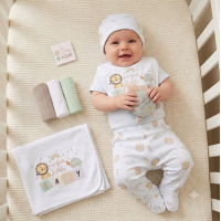 H14911NB: Baby Unisex Animals 10 Piece Mesh Bag Gift Set (NB-6 Months)