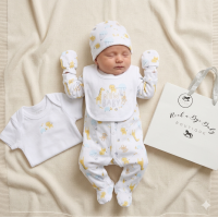 H15045NB: Baby Unisex Animal Circus 6 Piece Mesh Bag Gift Set (NB-6 Months)