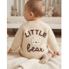 H15235NB: Baby Cream Cotton Knit Cardigan With Embroidery Detail- Little Bear (0-12 Months)