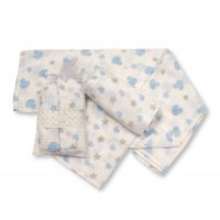 BW-0503-0528S: 2 Pack Muslin Squares In A Gift Bag- Sky