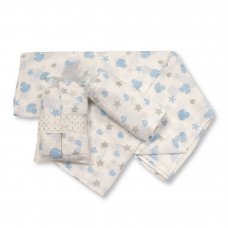 BW-0503-0528S: 2 Pack Muslin Squares In A Gift Bag- Sky