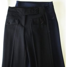 Double belt, zip front, Flap Pocket School Trouser - Navy