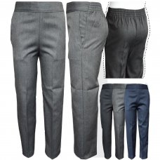 Boys School Slim Fit Pull Up Teflon Trousers - Navy