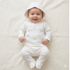 J13810:  Baby Unisex Clouds Ribbed AOP Jacket & Footed Pant Outfit (0-6 Months)