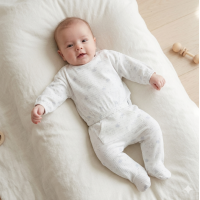 J13811: Baby Unisex Clouds Ribbed AOP Top & Footed Pant Outfit (0-6 Months)
