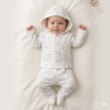 J13813: Baby Unisex Seals Ribbed AOP Jacket & Footed Pant Outfit (0-6 Months)