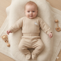 J13816: Baby Unisex Seal Ribbed Top & Footed Pant Outfit (0-6 Months)