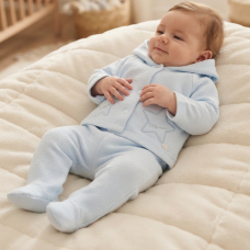 J15447: Baby Boys Quilted Jacquard Jacket & Footed Trousers Outfit  (NB-6 Months)
