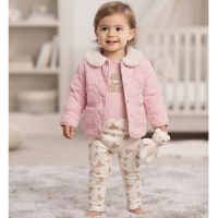 J15503:  Baby Girls Quilted Jacket, Bodysuit & Leggings Outfit (12-24 Months)