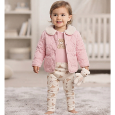 J15503:  Baby Girls Quilted Jacket, Bodysuit & Leggings Outfit (12-24 Months)