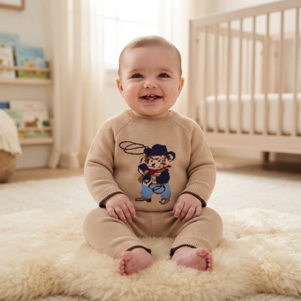 J15520: Baby Boys Knitted 2 Piece Outfit (0-12 Months) J15520: Baby Boys Knitted 2 Piece Outfit (0-12 Months)