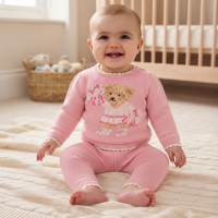 J15523: Baby Girls Knitted 2 Piece Outfit (0-12 Months)