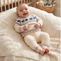 J15600: Baby Boys Knitted 2 Piece Outfit (0-9 Months)
