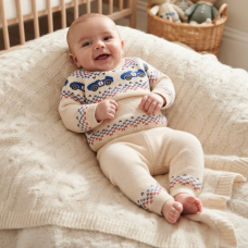 J15600: Baby Boys Knitted 2 Piece Outfit (0-9 Months)