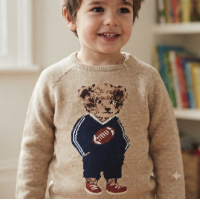 J15733: Boys Footballer Bear True Knit Jumper (2-4 Years)