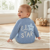 J16595: Baby Cotton Knit Cardigan With Embroidery Detail- Little Star  (0-12 Months)