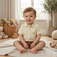 J33824: Baby Boys Muslin Fabric Shirt & Short Outfit  (1-2 Years)