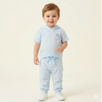 J33835: Baby Boys Waffle Fabric Hooded Top & Jog Pant Outfit  (1-2 Years)