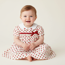 K34212: Baby Girls Lined Dress With Embroidery Detail  (1-2 Years)