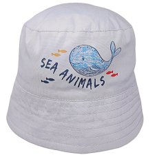 0399: Baby Boys SEA LIFE PRINT REVERSIBLE BUCKET Hat (6-18 Months)