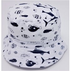 0327: Baby Boys Jersey Fish Bucket Hat (6-18 Months)