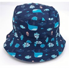 0329: Baby Boys Poplin Sea life Bucket Hat (6-18 Months)